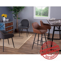 Lumisource DC-CLB BK+GY2 Clubhouse Contemporary Dining Chair in Black with Grey Vintage Faux Leather - Set of 2